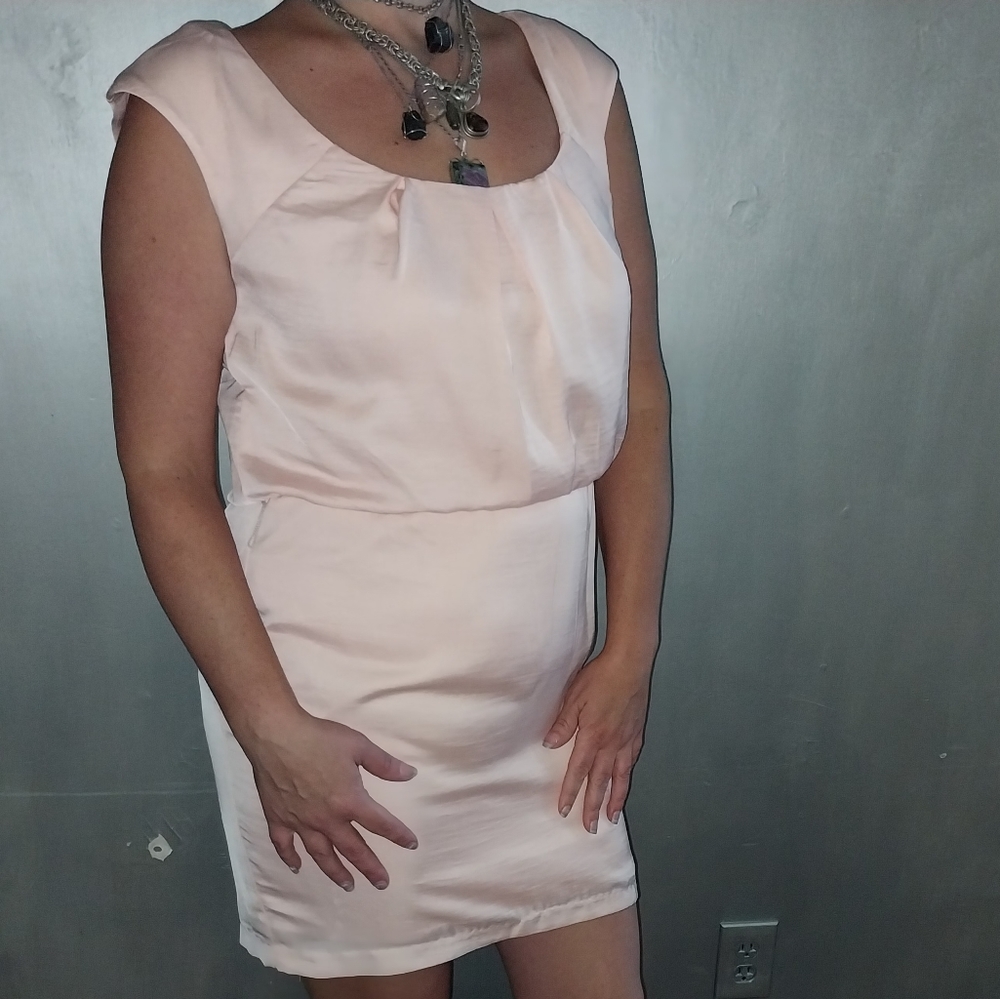 Blush pink satin dress